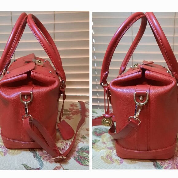 Dooney & Bourke Red Doctor Bag Hand Painted Vintage Doctor Bag - Picture 6 of 14